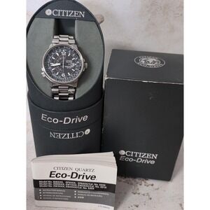 Citizen Nighthawk Eco-Drive Mens Pilot Watch Black Dial Stainless Steel WR200